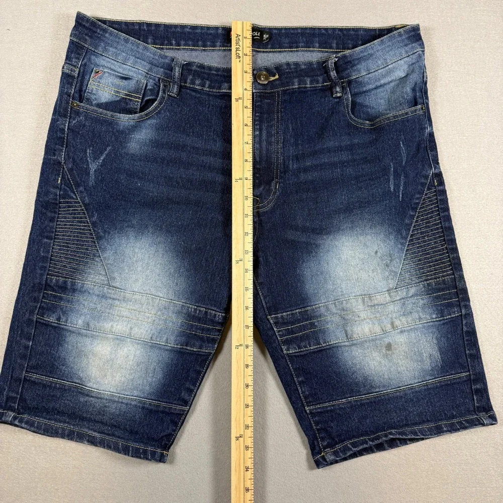 Y2K Southpole Denim Biker Shorts‎ Mens 38 Blue Slim Moto Distressed Streetwear